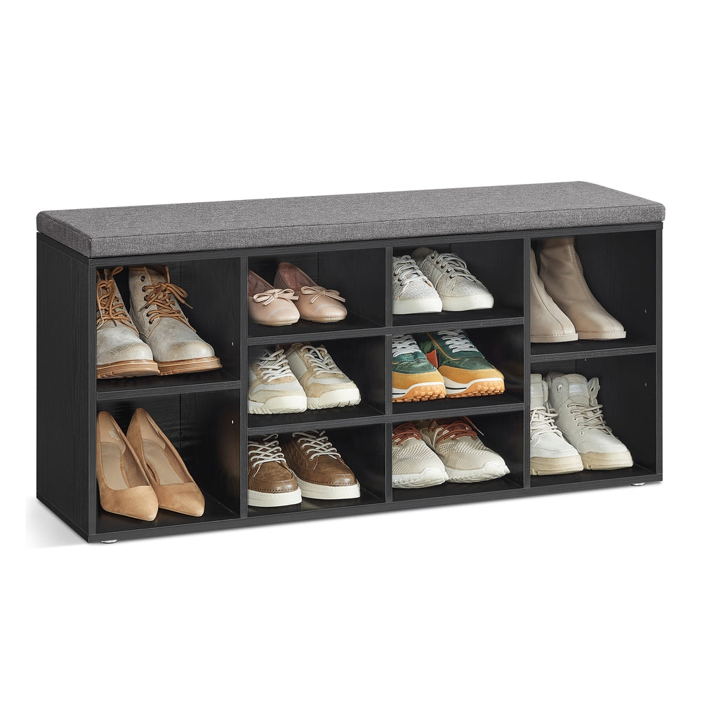 Storage Bench with Padded Seat and 9 Compartments Black - image 20