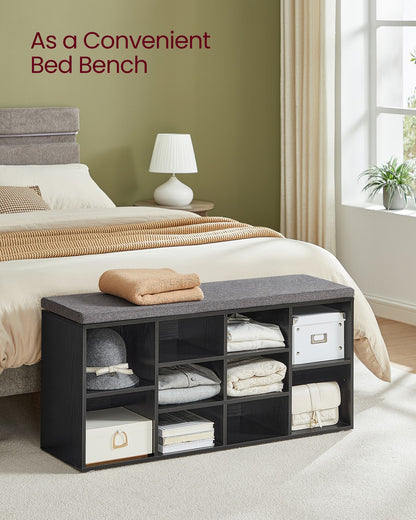 Storage Bench with Padded Seat and 9 Compartments Black - image 24