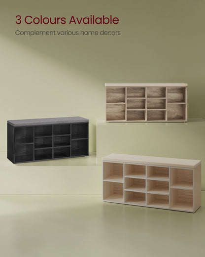 Storage Bench with Padded Seat and 9 Compartments Black - image 26