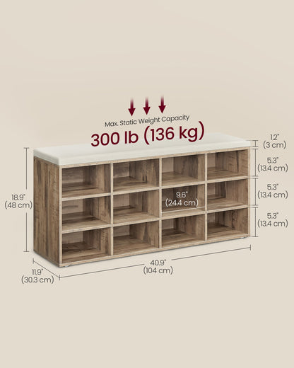 Storage Bench with Padded Seat and 9 Compartments Black - image 39