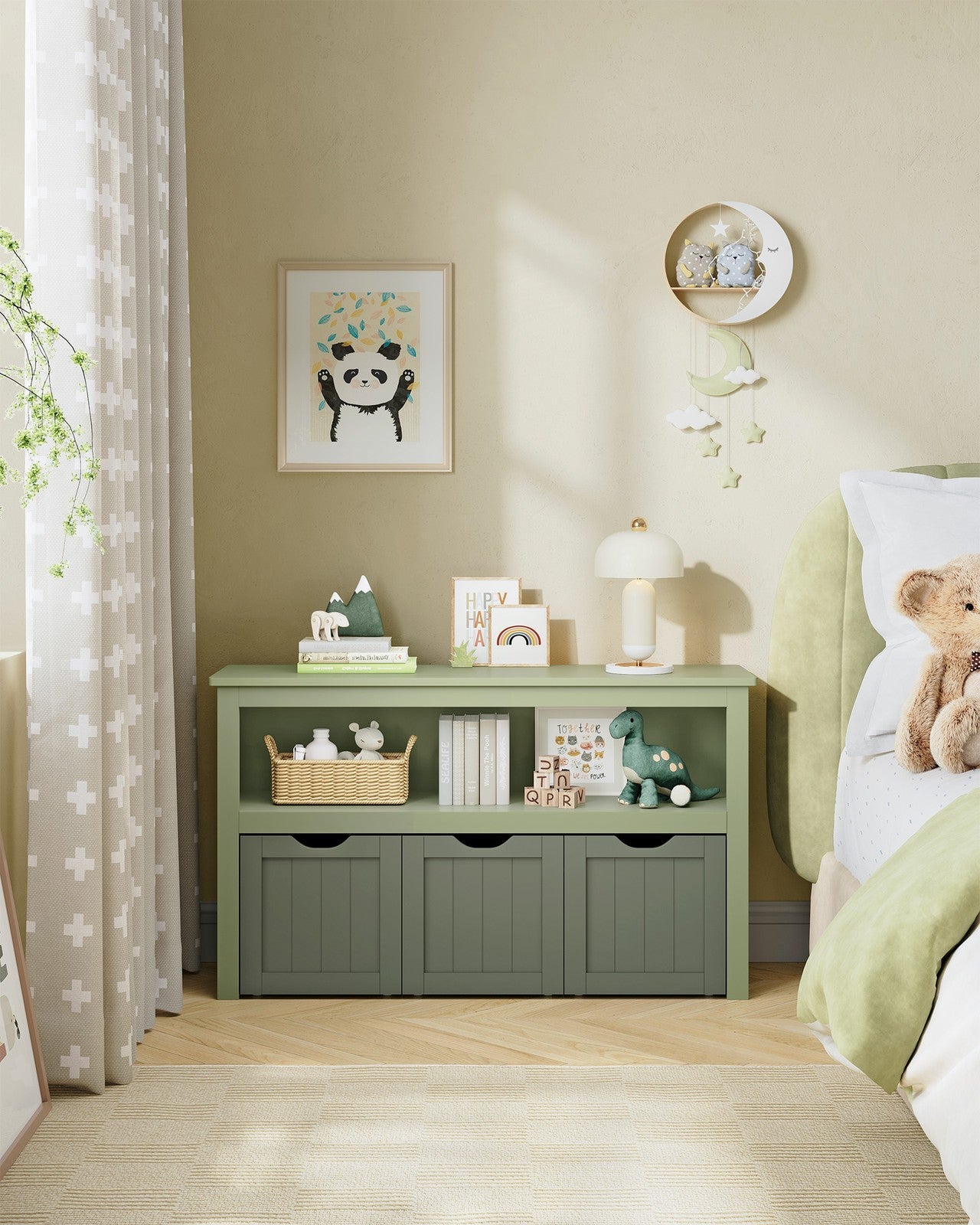 Toy Storage for Kids with Wheels 30 x 102 x 60 cm Laurel Green - image 2