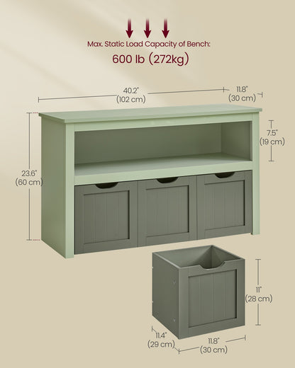 Toy Storage for Kids with Wheels 30 x 102 x 60 cm Laurel Green - image 5