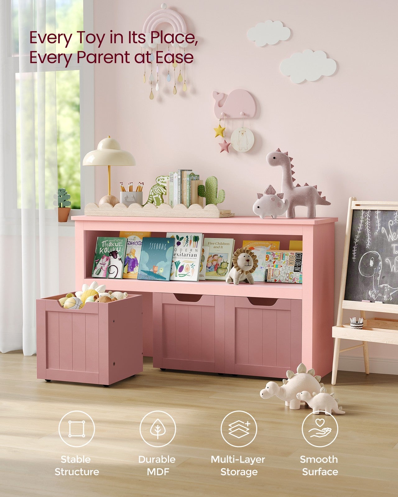 Toy Storage for Kids with Wheels 30 x 102 x 60 cm Laurel Green - image 9