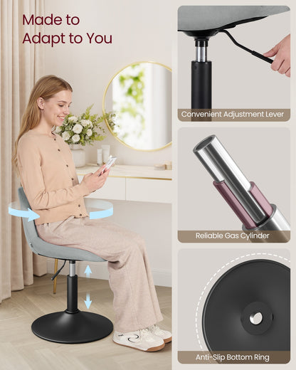 Dressing Table Chair Height Adjustable Bar Stool with Back Cloud White - image 15