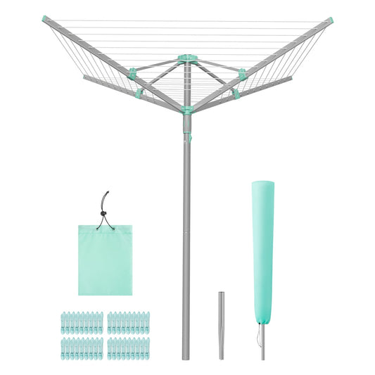 Rotary Washing Line, 45 m Outdoor Clothes Airer, Silver - image 1