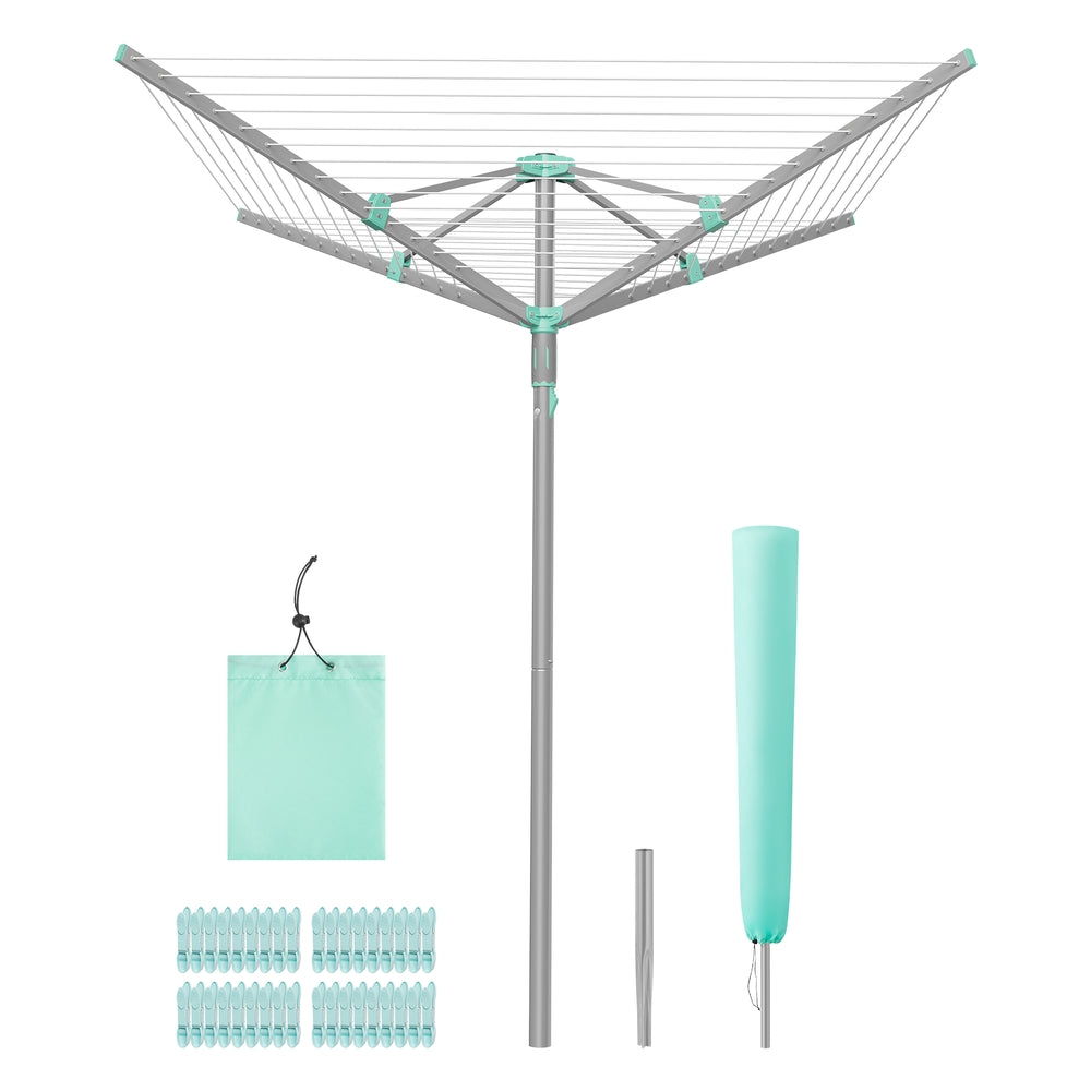 Rotary Washing Line, 45 m Outdoor Clothes Airer, Silver - image 7