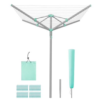 Rotary Washing Line, 45 m Outdoor Clothes Airer, Silver - image 7