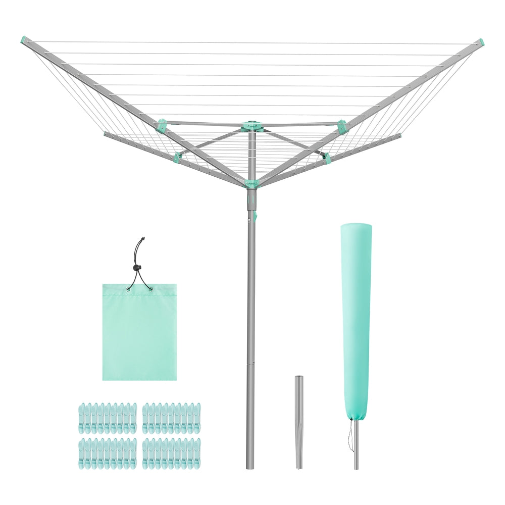 Rotary Washing Line, 60 m Outdoor Clothes Airer, Silver - image 1