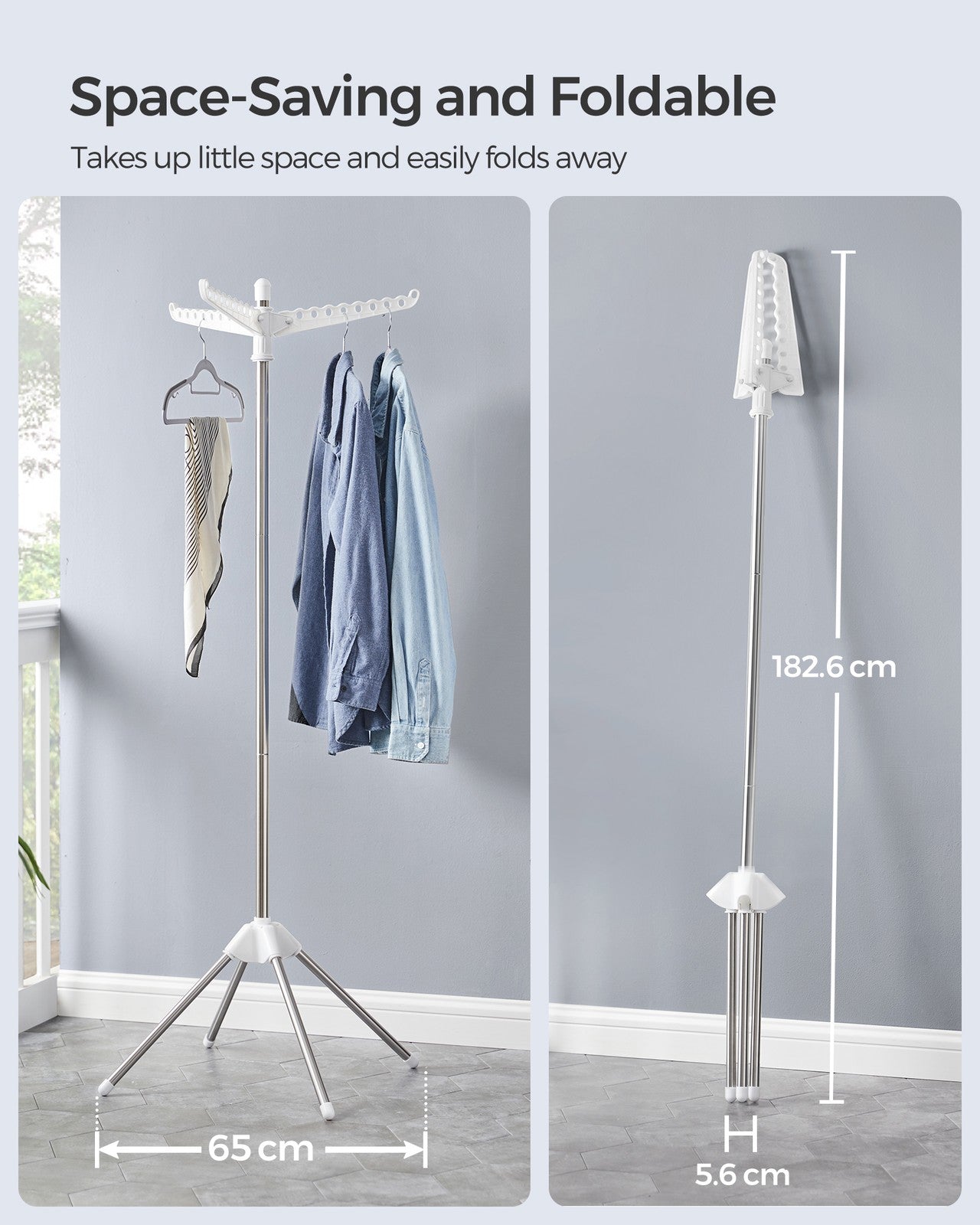 Clothes Drying Rack, Clothes Airer, Clothes Horse with 3 Arms, Space-Saving and Foldable - image 3