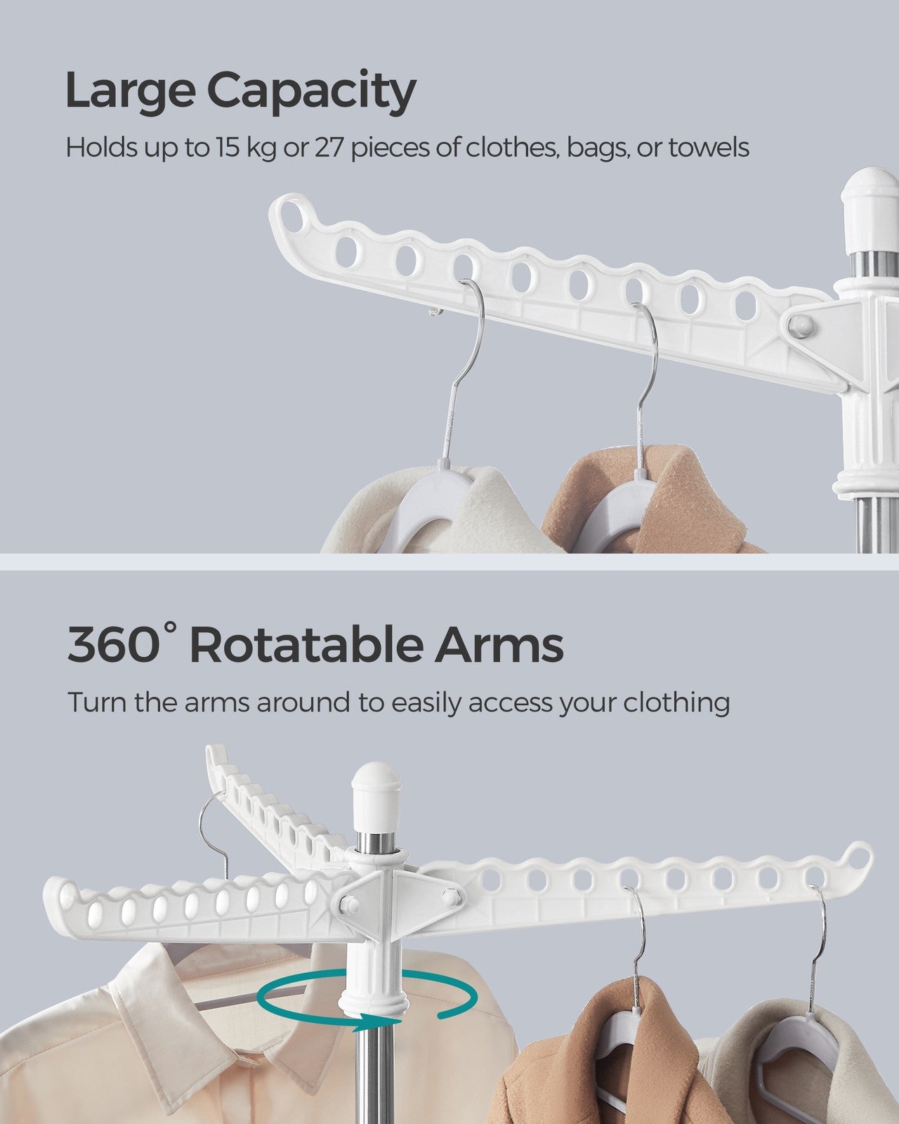 Clothes Drying Rack, Clothes Airer, Clothes Horse with 3 Arms, Space-Saving and Foldable - image 4