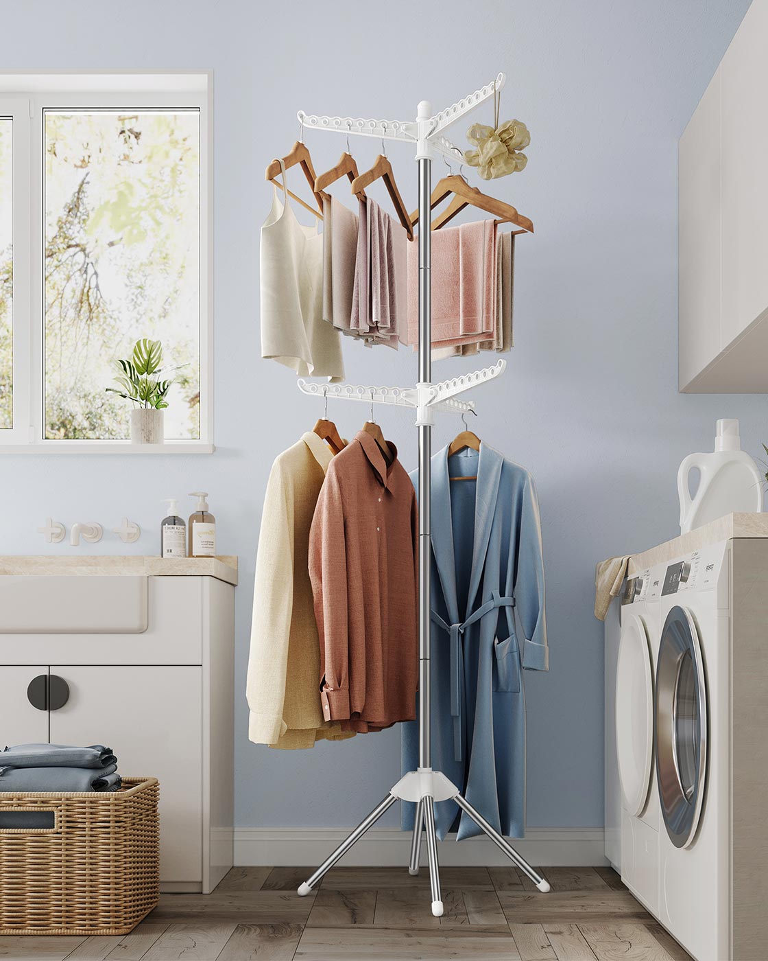 Clothes Drying Rack, Clothes Airer, Clothes Horse with 3 Arms, Space-Saving and Foldable - image 16