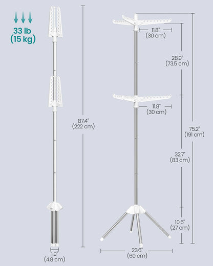 Clothes Drying Rack, Clothes Airer, Clothes Horse with 3 Arms, Space-Saving and Foldable - image 20