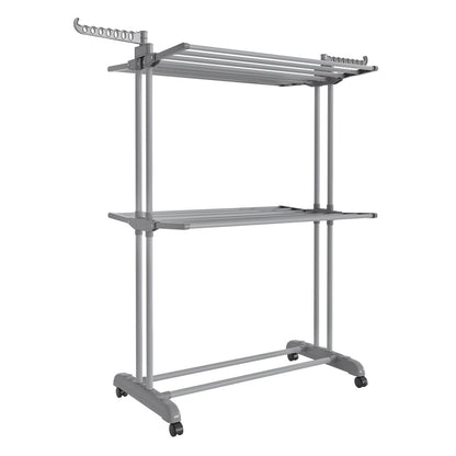Large Clothes Airer 3-Tier Moveable Clothes Horse Dove Grey - image 1