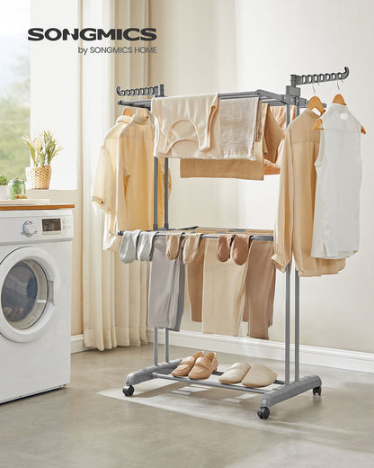Large Clothes Airer 3-Tier Moveable Clothes Horse Dove Grey - image 2