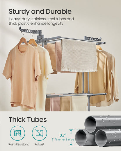 Large Clothes Airer 3-Tier Moveable Clothes Horse Dove Grey - image 4