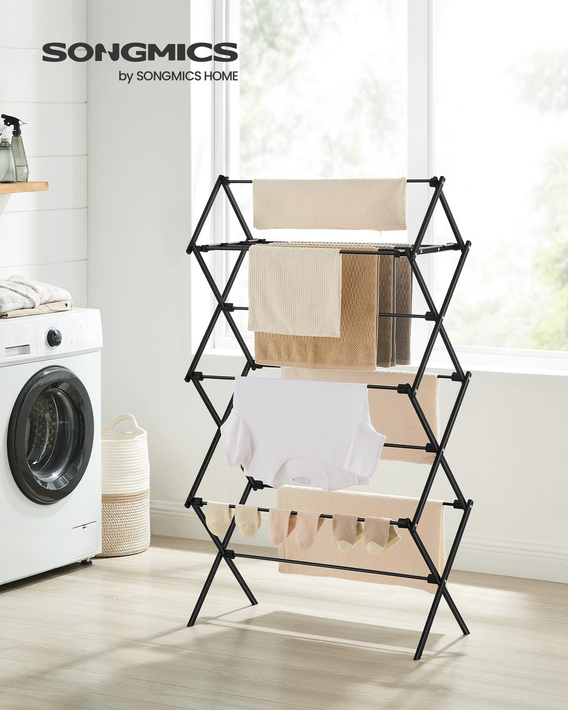 Foldable Clothes Airer, Compact Drying Rack, White - image 11
