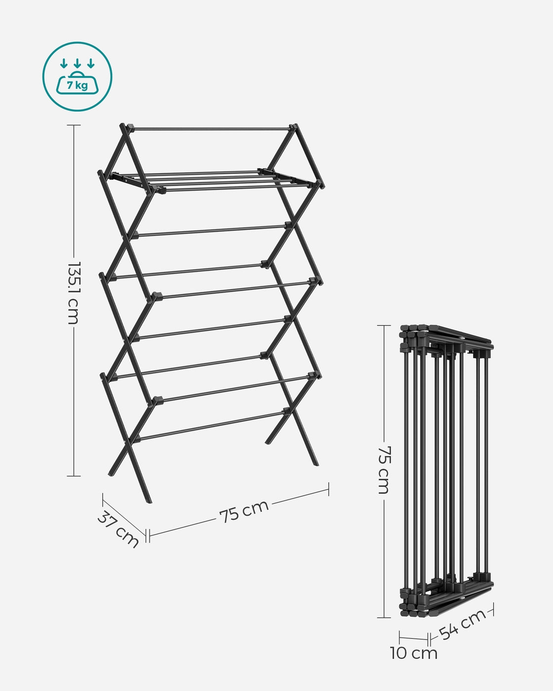 Foldable Clothes Airer, Compact Drying Rack, White - image 15