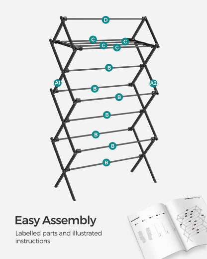 Foldable Clothes Airer, Compact Drying Rack, White - image 16