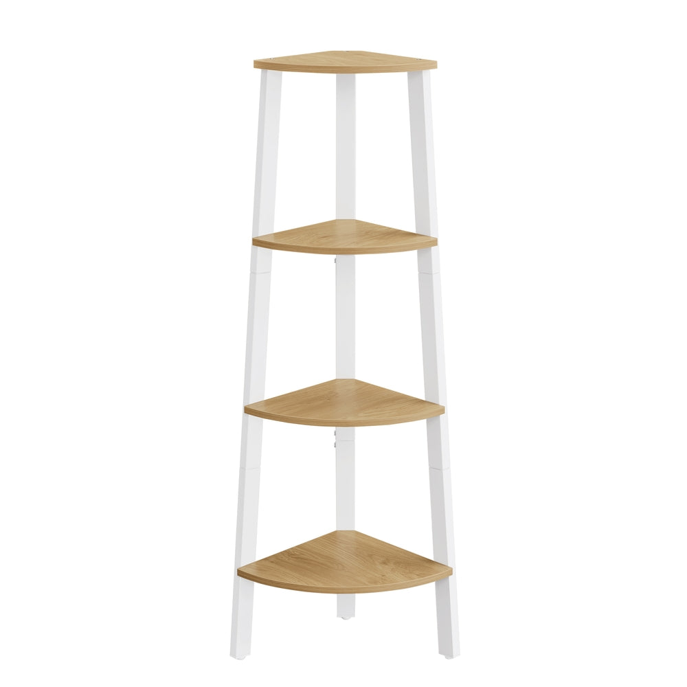 4-Tier Corner Shelf Unit Natural Oak and Matte White - image 1