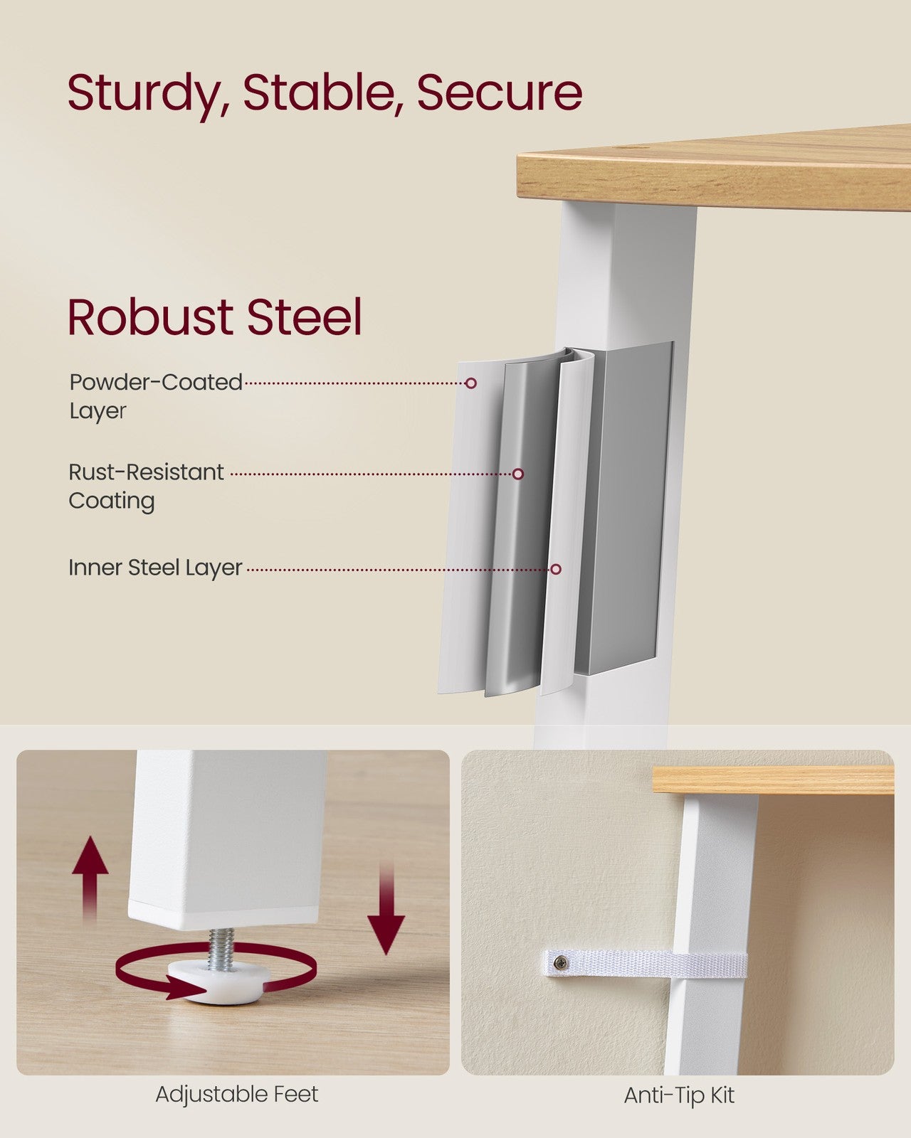 4-Tier Corner Shelf Unit Natural Oak and Matte White - image 4