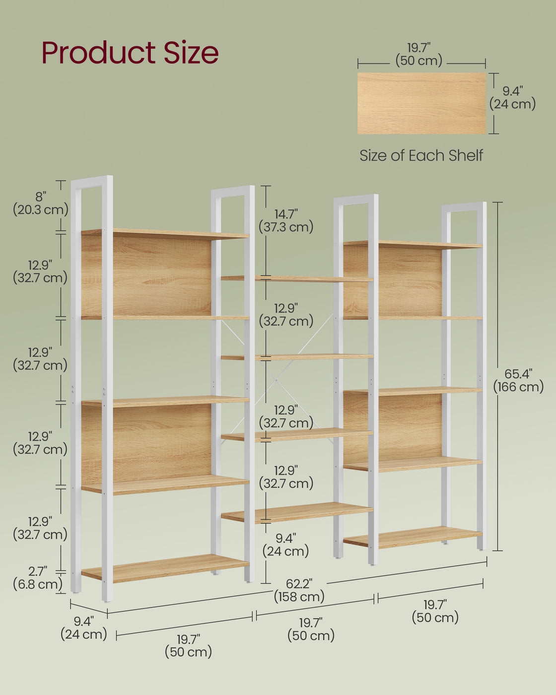 Bookcase with 14 Shelves Rustic Brown and Ink Black - image 13