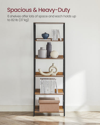 5-Tier Standing Bookshelf Rustic Brown and Ink Black - image 19