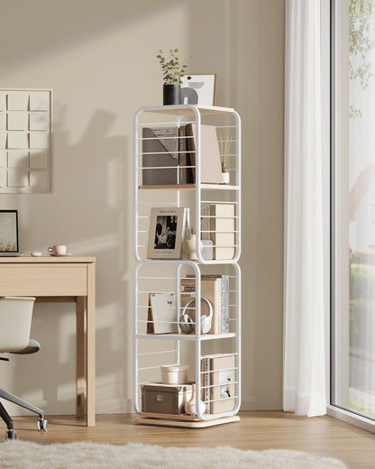 4-Tier Rotating Bookshelf Natural Beige and Cloud White - image 8