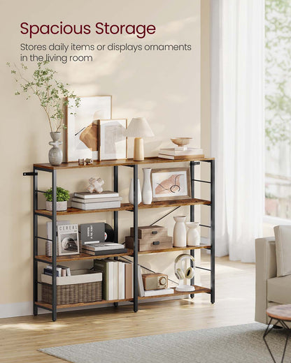 6-Tier Bookshelf Rustic Brown and Black 30 x 120 x 109.4 cm - image 4