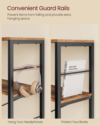 6-Tier Bookshelf Rustic Brown and Black 30 x 120 x 109.4 cm - image 6