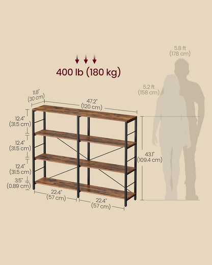 6-Tier Bookshelf Rustic Brown and Black 30 x 120 x 109.4 cm - image 7