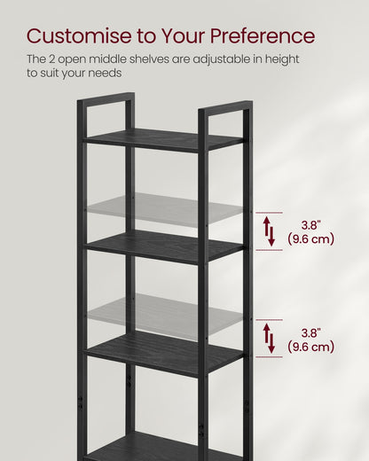 6-Tier Bookcase with Door Ebony Black and Ink Black - image 5