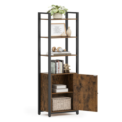 6-Tier Bookcase with Door Ebony Black and Ink Black - image 8
