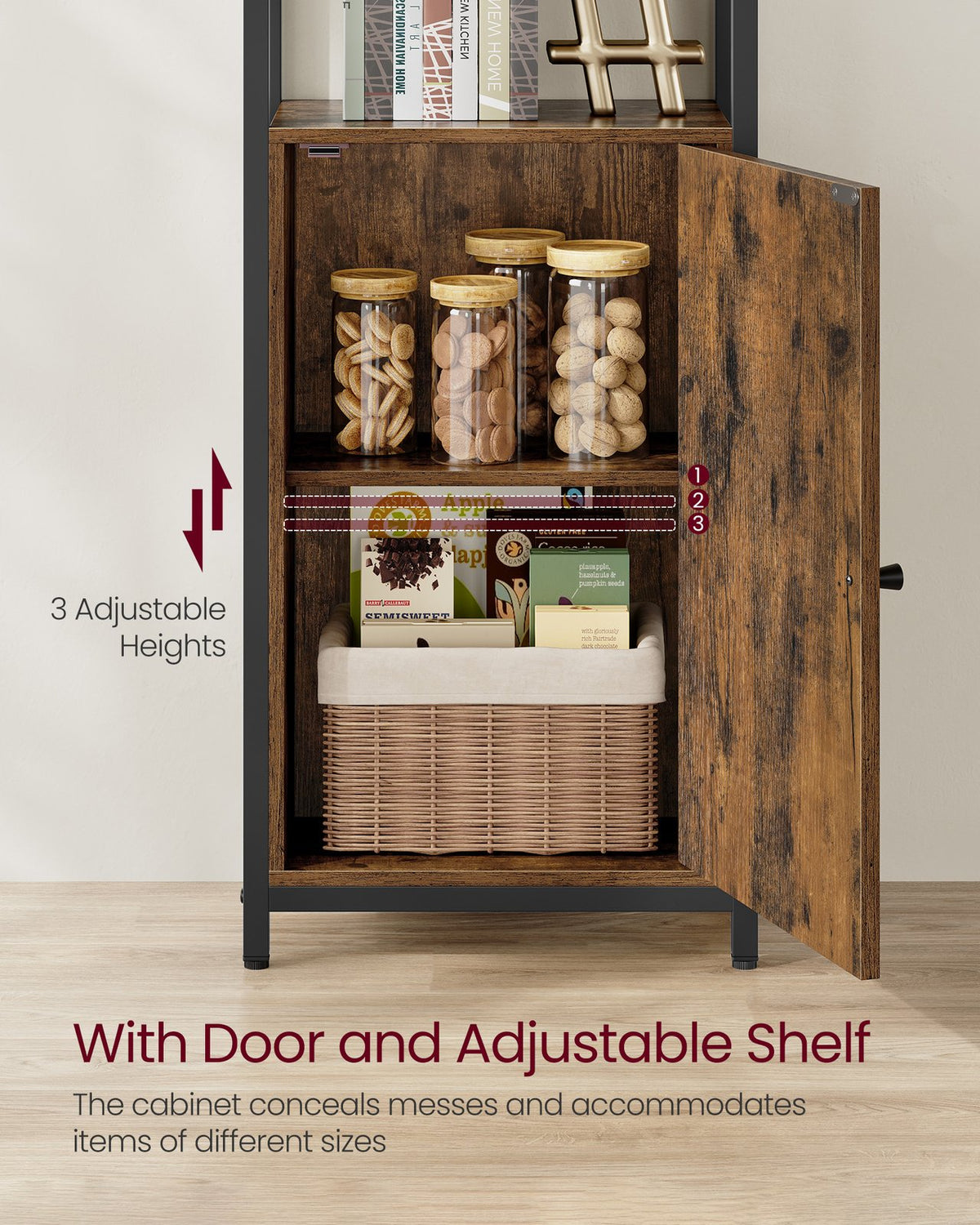 6-Tier Bookcase with Door Ebony Black and Ink Black - image 11