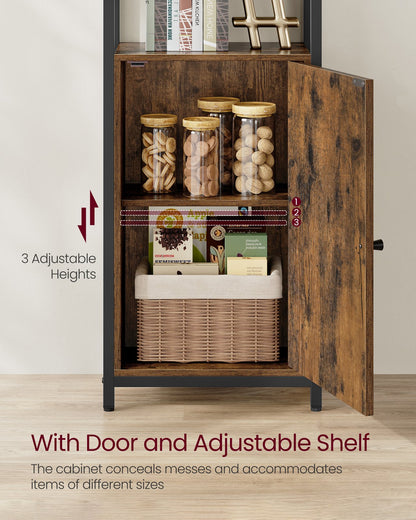 6-Tier Bookcase with Door Ebony Black and Ink Black - image 11
