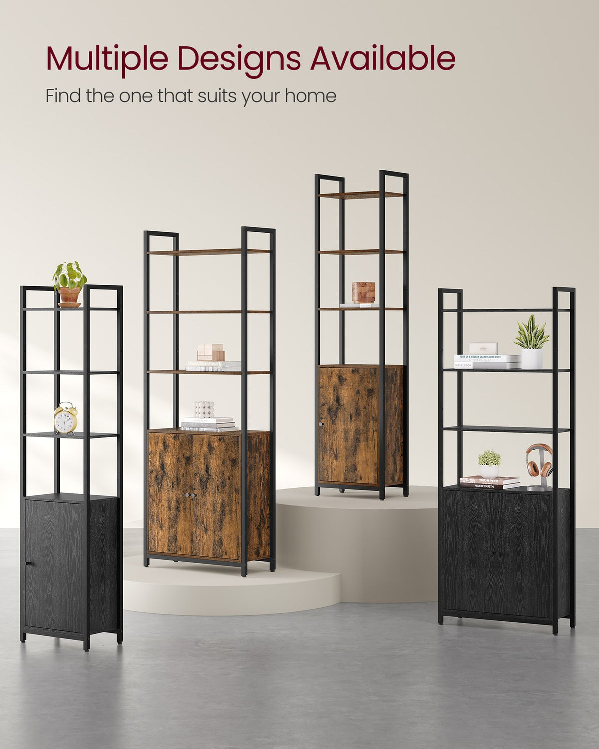 6-Tier Bookcase with Door Ebony Black and Ink Black - image 14
