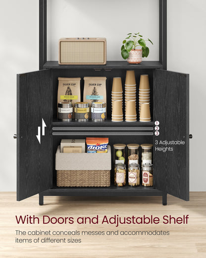 6-Tier Bookcase with Door Ebony Black and Ink Black - image 18
