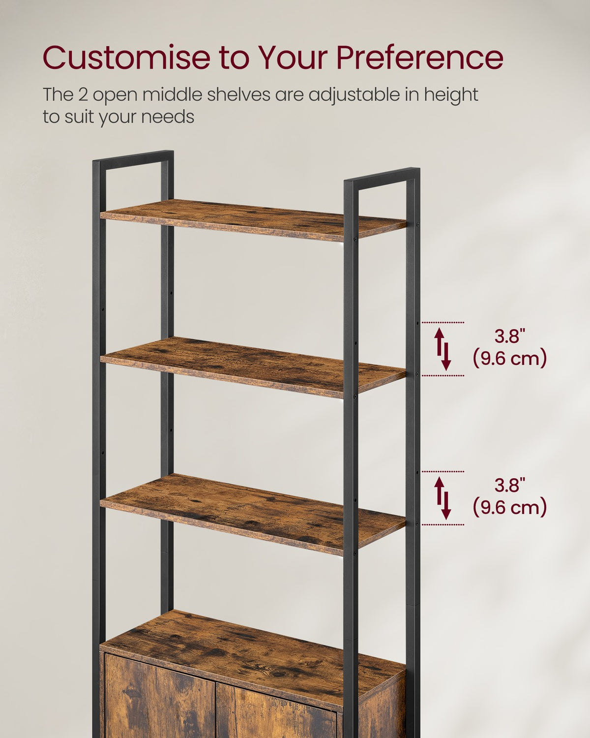 6-Tier Bookcase with Door Ebony Black and Ink Black - image 26
