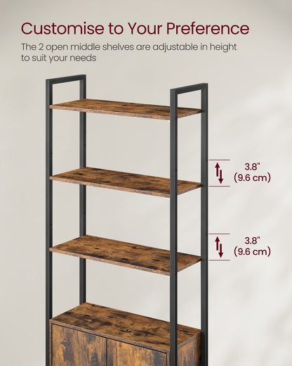 6-Tier Bookcase with Door Ebony Black and Ink Black - image 26