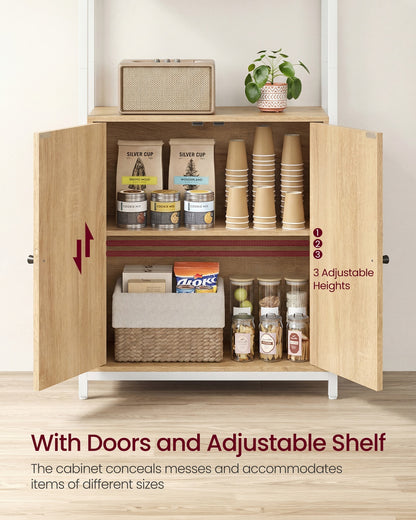 6-Tier Bookshelf with Door, 24 x 60 x 159.5 cm, Oak and White - image 4