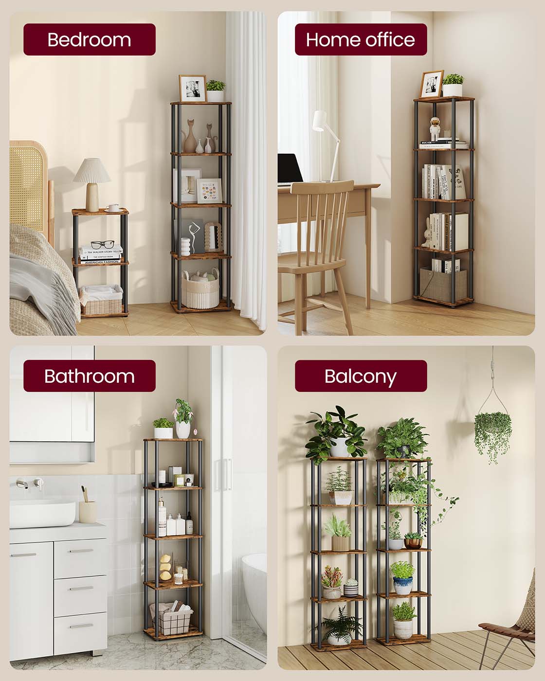 Five tier storage shelf with quick assembly - image 4