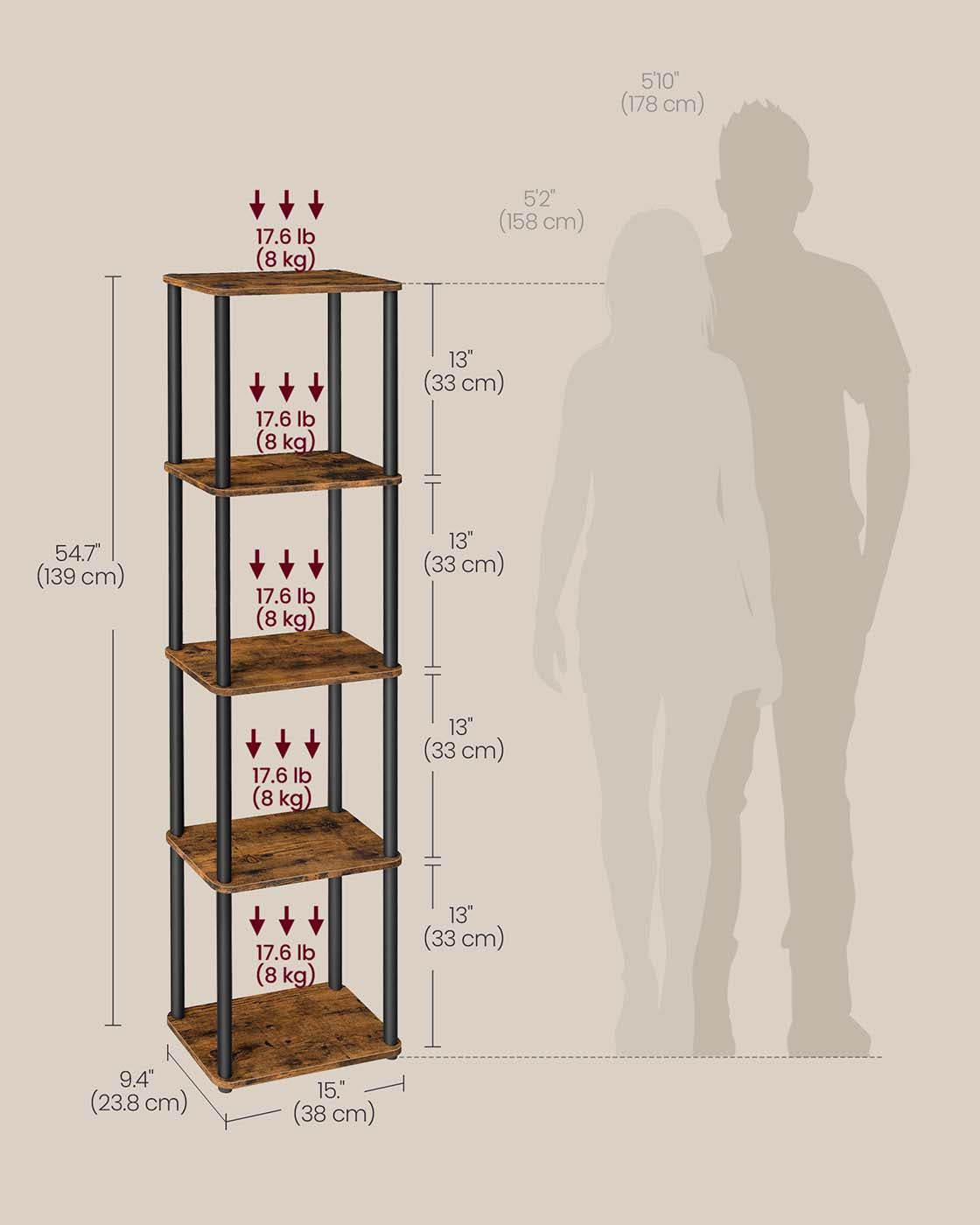 Five tier storage shelf with quick assembly - image 6