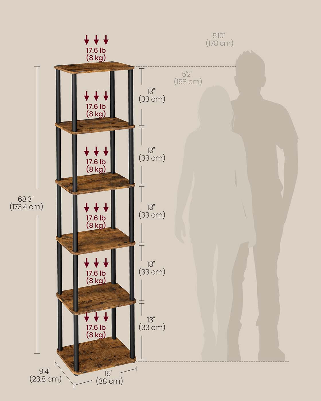 Five tier storage shelf with quick assembly - image 12