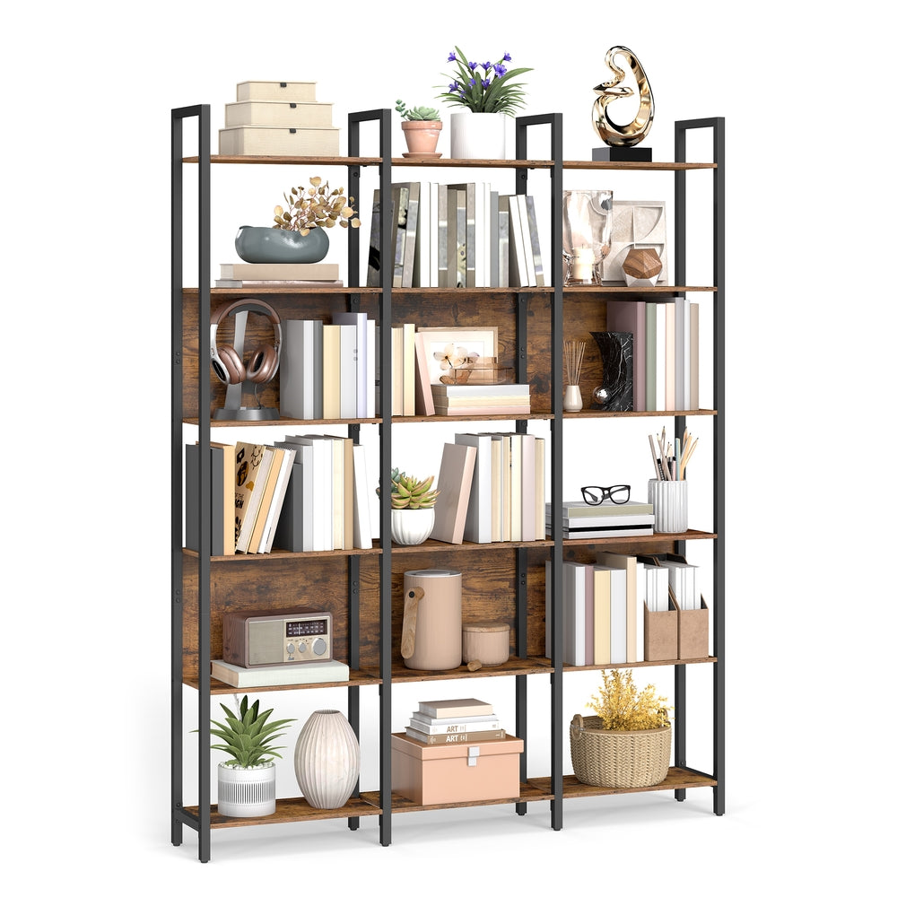 Bookcase with six shelves and industrial style for home or office - image 1