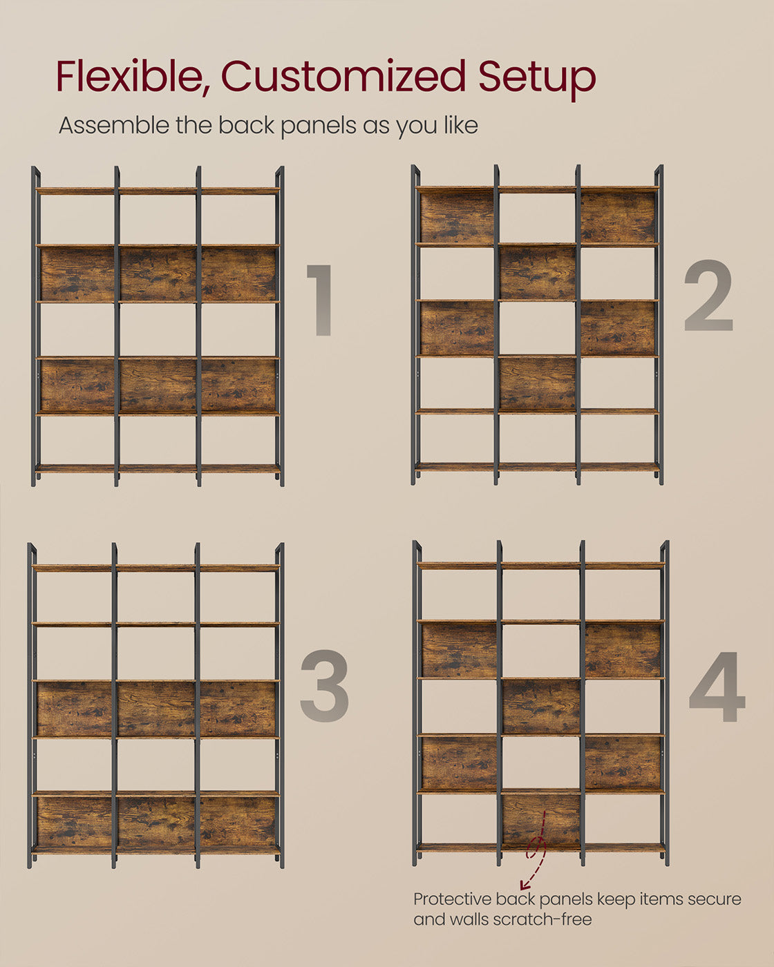 Bookcase with six shelves and industrial style for home or office - image 3