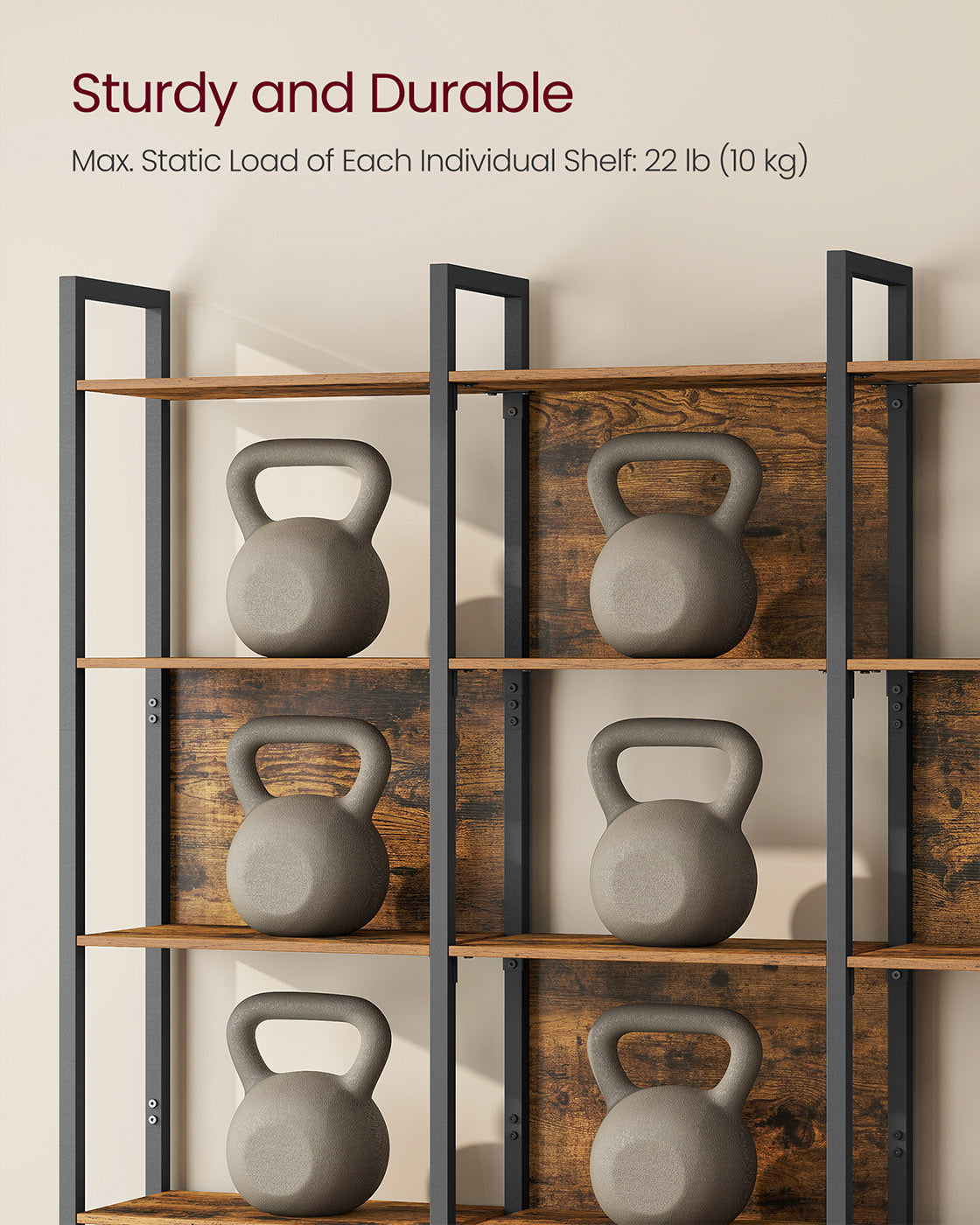Bookcase with six shelves and industrial style for home or office - image 5