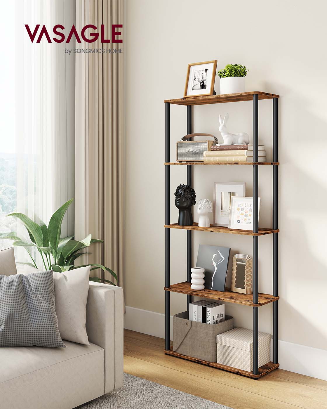 Five tier storage shelf with quick assembly - image 14