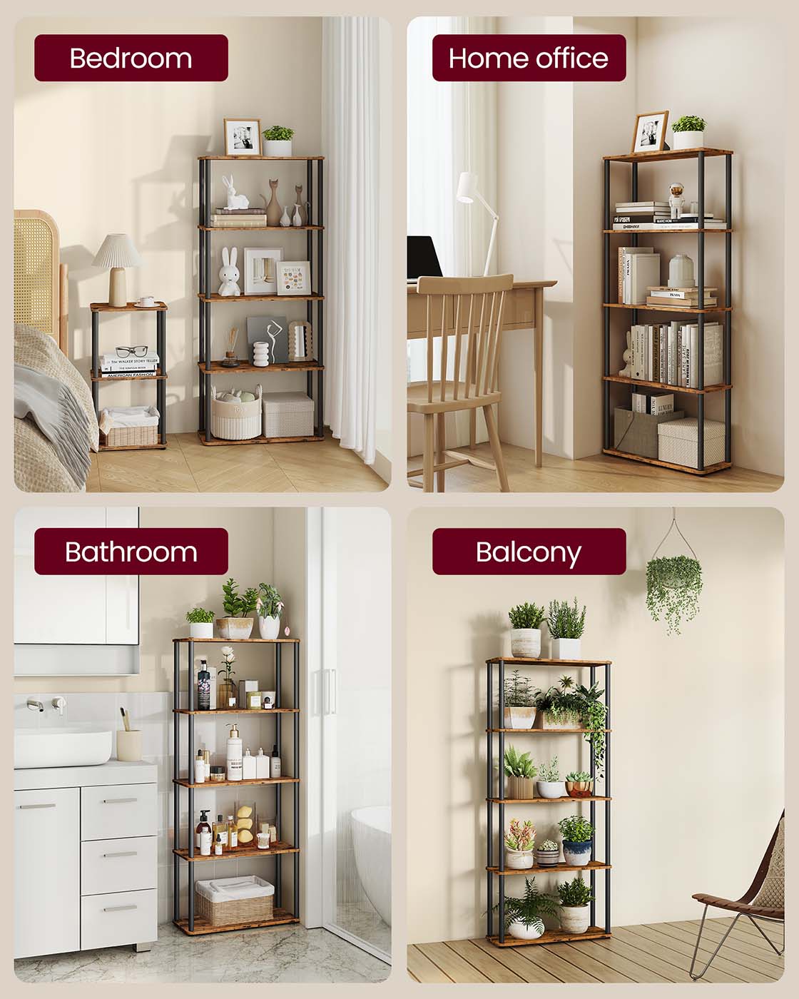 Five tier storage shelf with quick assembly - image 16