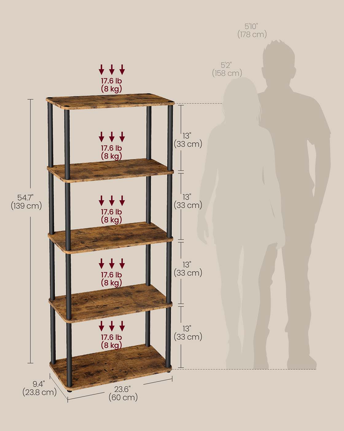 Five tier storage shelf with quick assembly - image 18