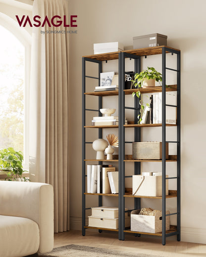 5-Tier Standing Bookshelf Rustic Brown and Ink Black - image 21