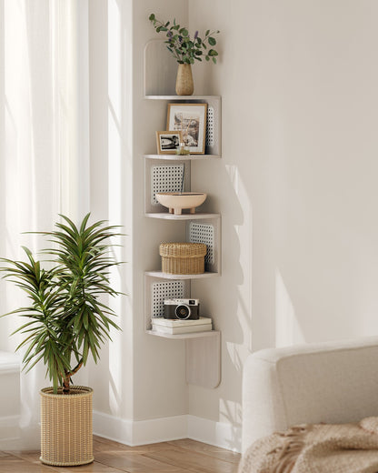 5-Tier Corner Floating Wall Shelf for Kitchen Oatmeal Beige - image 2